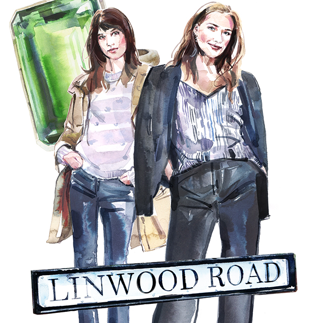 Illustration of two women for The Wrong Road fiction story