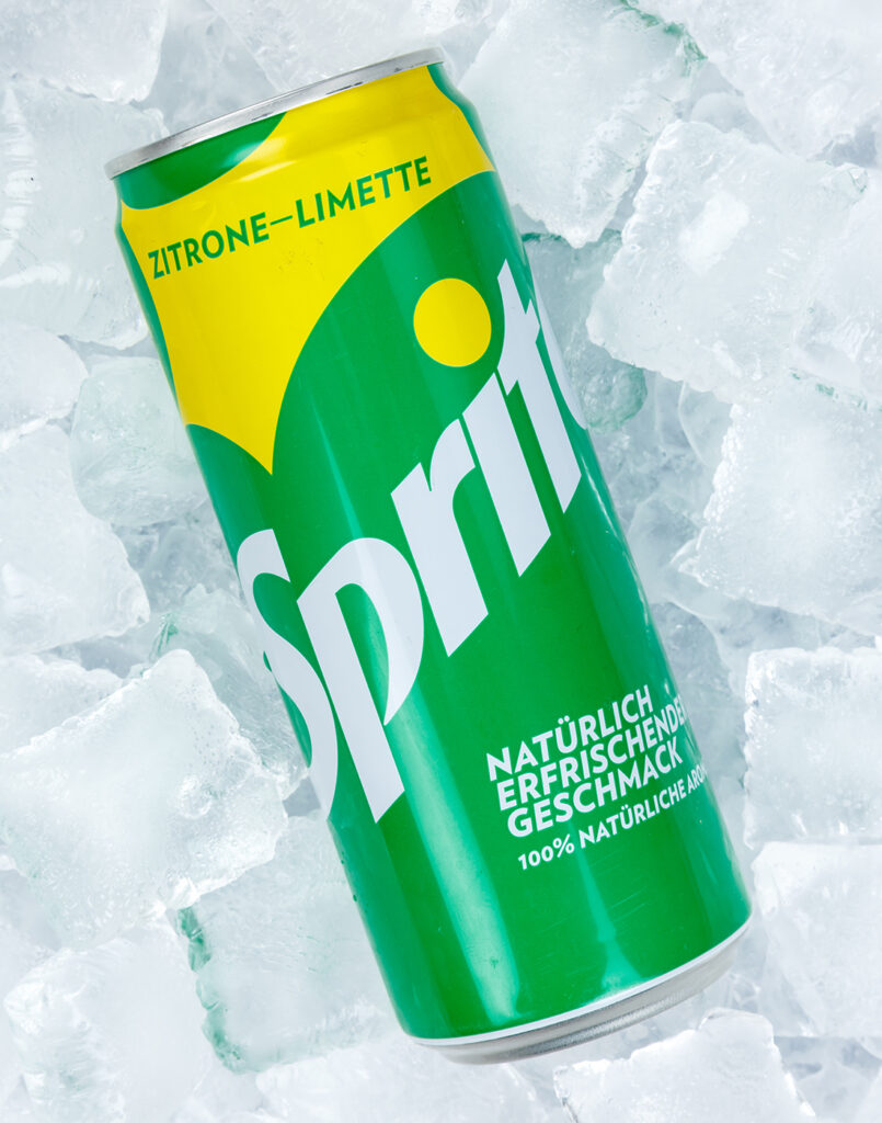 Can of Sprite on ice.
