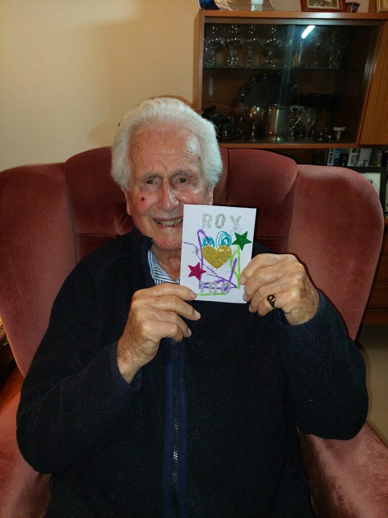 A homemade card for great-great uncle Roy