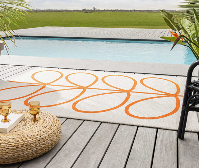 Giant Linear Stem Outdoor rug-Persimmon