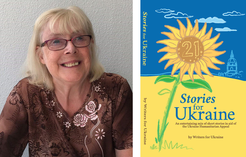 Author Linda Barratt and her charity book for Ukraine