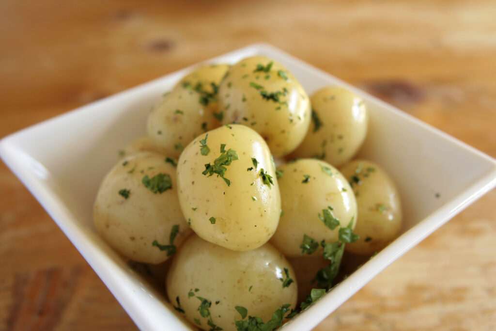New potatoes cooked.; 