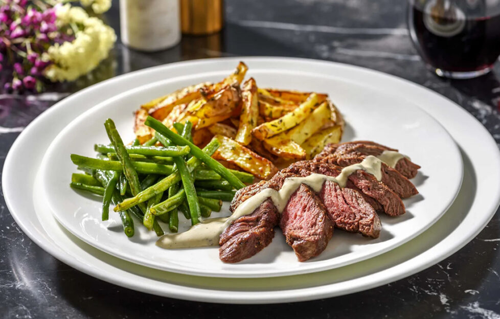 Steak with blue cheese sauce