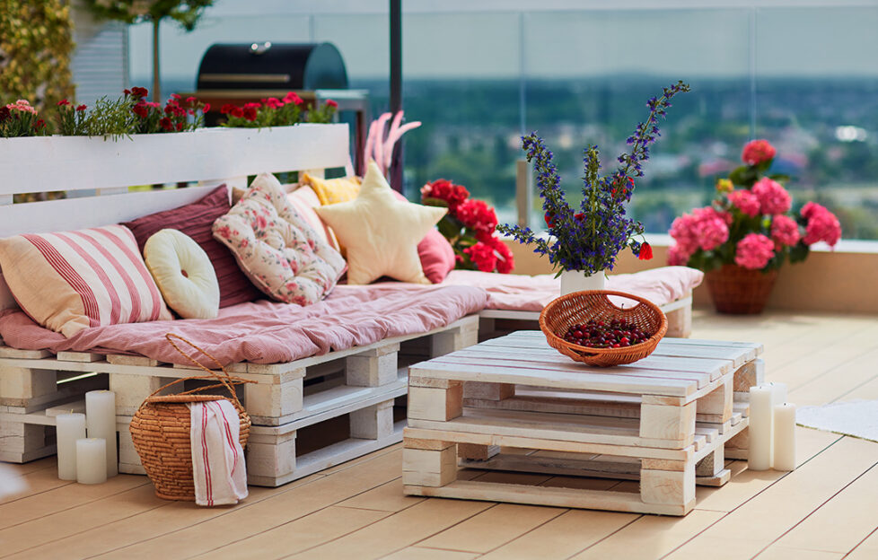 Make inexpensive pallet furniture, then paint and accessorise Pic: Shutterstock