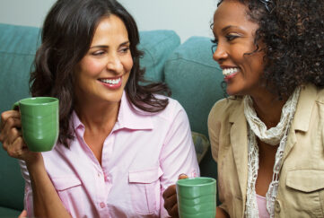 Two women chatting over coffee Pic: Shutterstock