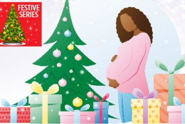 Pregnant lady by Christmas tree Illustration: Shutterstock