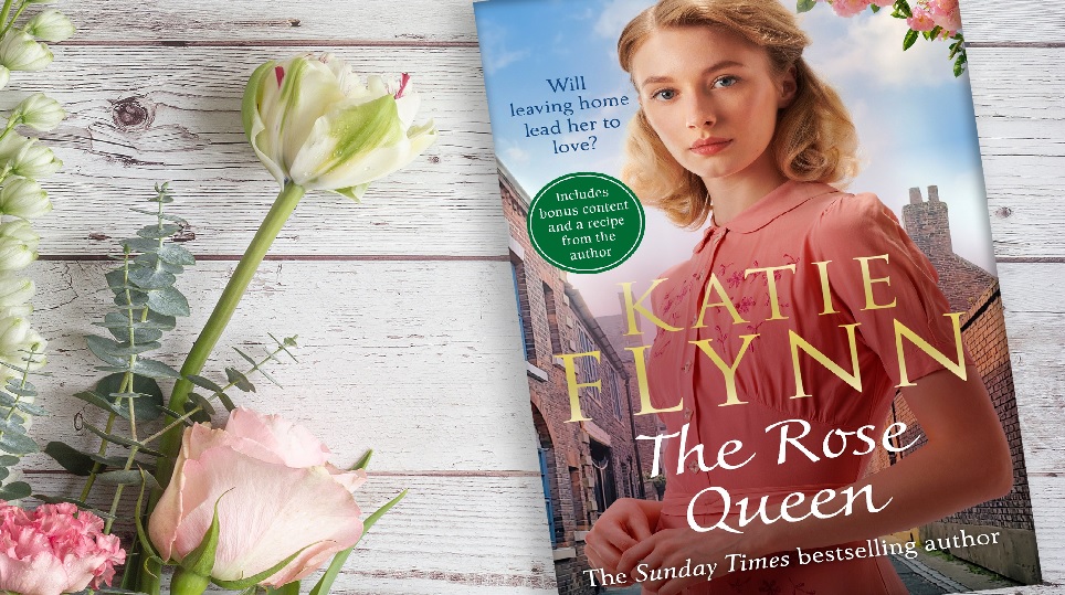 A Katie Flynn book called The Rose Queen and some flowers. The Penny Street saga focuses on books for mums.