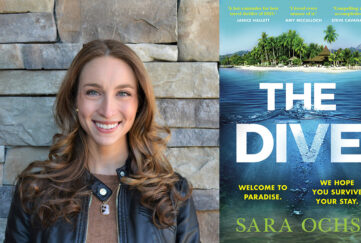 Composite pic of author Sara Ochs and the cover of her debut thriller The Dive