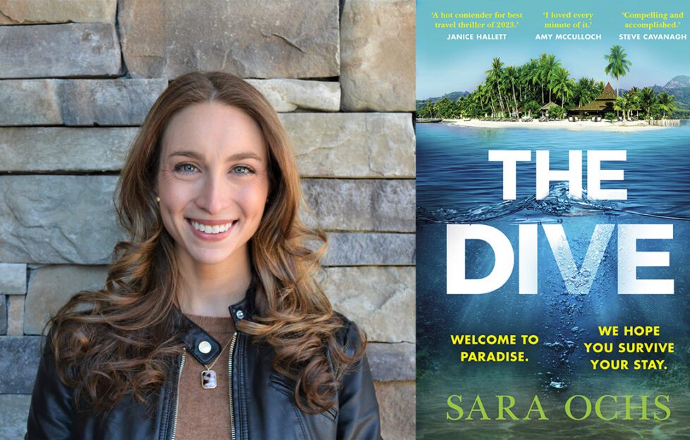 Composite pic of author Sara Ochs and the cover of her debut thriller The Dive