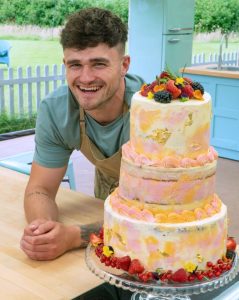 Bake Off Winner, Matty looking chuffed with his Showstopper cake!