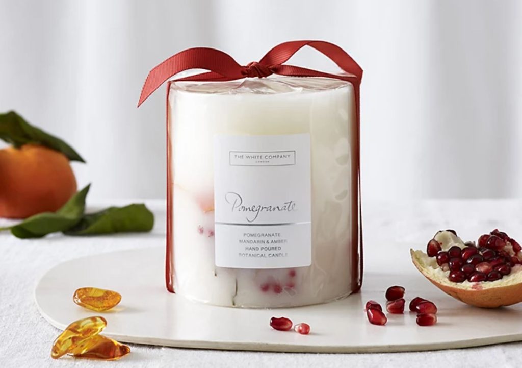 Medium sized pomegranate candle from The White Company