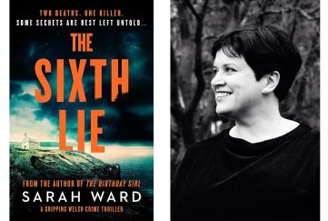 Author Sarah Ward and her book cover of The Sixth Lie