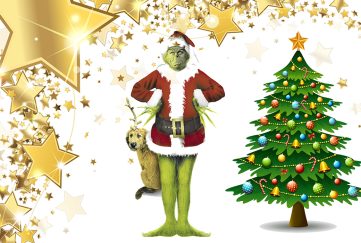 The grinch beside a Christmas tree Pics: Shutterstock