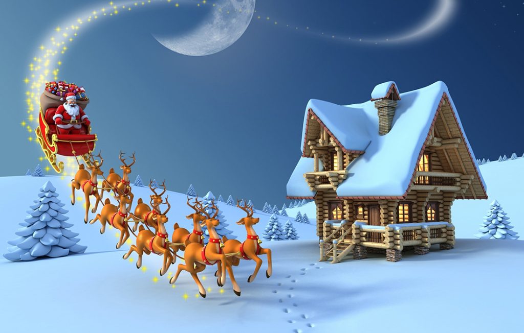 Santa with his reindeer Pic: Shutterstock