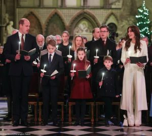 08/12/2023. London, UK. Their Royal Highnesses The Prince and Princess of Wales, and other Members of the Royal Family attend the Together At Christmas carol service at Westminster Abbey. Spearheaded by The Princess, and supported by The Royal Foundation, the service was a moment to bring people together at Christmas time and recognise those who have gone above and beyond to help others throughout the year