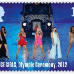 Spice Girls Stamp Set. Image features the full band on-stage performance at the 2012 Olympics.