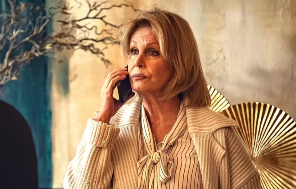 A screengrab from thriller series Fool Me Once. Image shows Joanna Lumley on the phone as Judith Burket, the wealthy, cold and calculated mother-in-law.