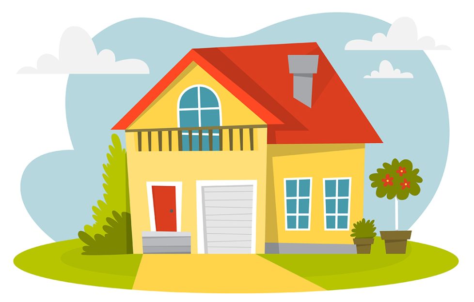 A loely house with a red door and balcony Illustration: Shutterstock