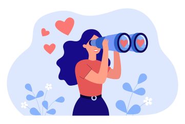 Woman with binoculars to go with romantic short story A Welcome Distraction