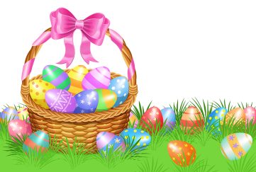 Illustration of eggs in a basket for romantic short story The Easter Egg Hunt