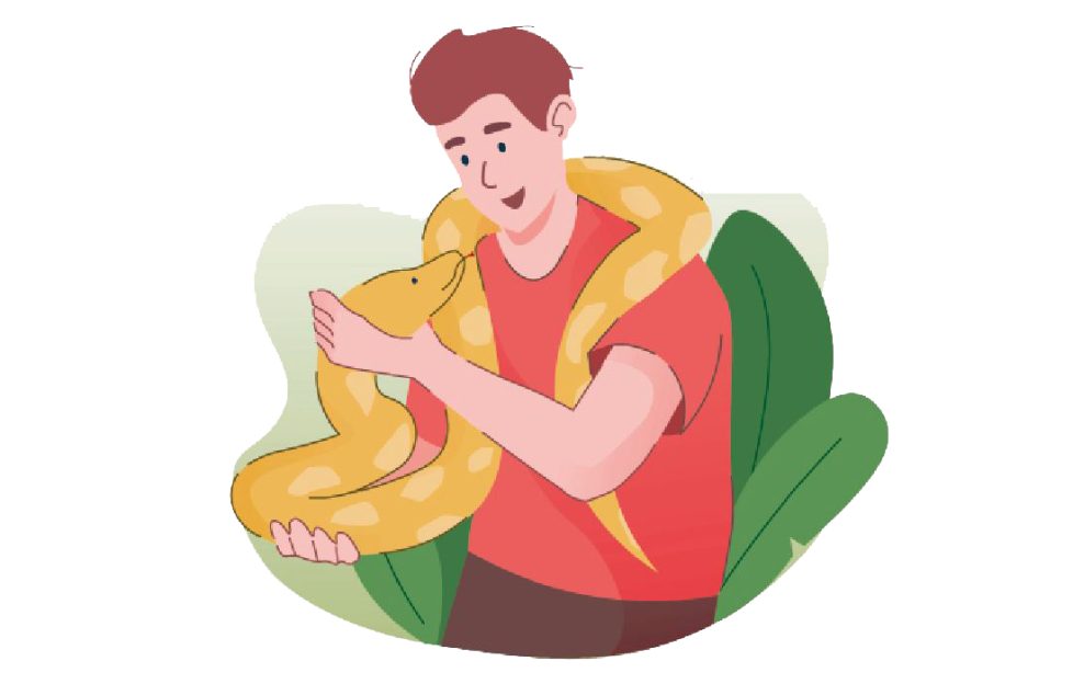 Man with python to illustrate romantic short story Susan's Secret