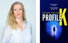 Helen Fields with her new book Profile K