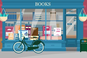 Bookshop illustration to go with romantic short story The Midnight Party