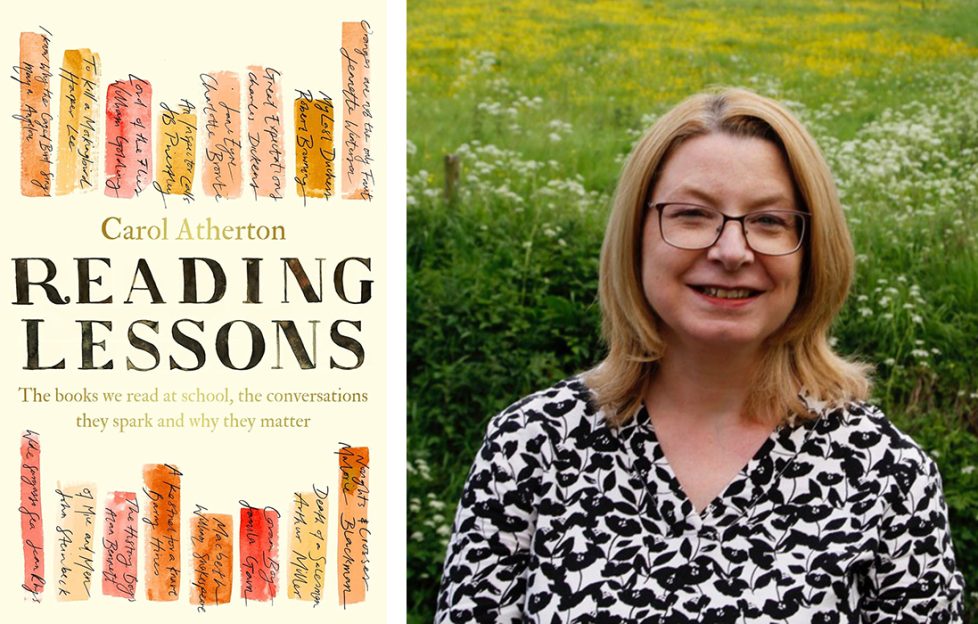 Front cover of Reading Lessons book and a picture of author Carol Atherton