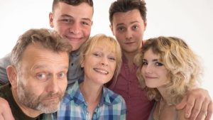 The cast of Outnumbered photographed for an upcoming Christmas Special.