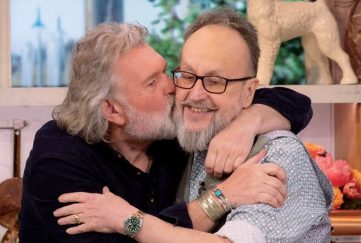 The Hairy Bikers, Si King and Dave Myer, have released their final cookbook. This image shows Si hugging and giving his best friend Dave a kiss on the cheek following his cancer diagnosis.