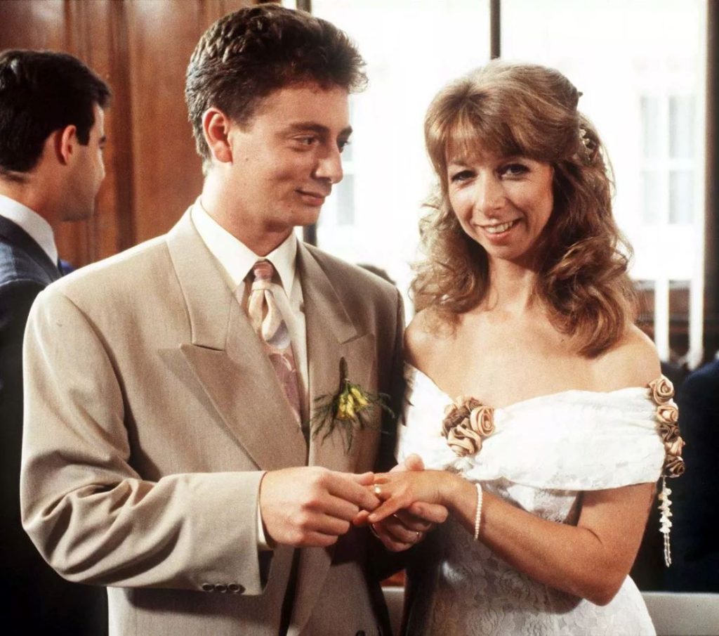Martin and Gail Platt on their wedding day