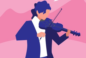 Illustration of a romantic musician for the romantic short story The Musician
