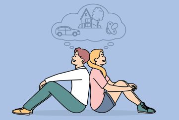 Illustration of two people wanting to be together for the romantic short story Four's a Crowd