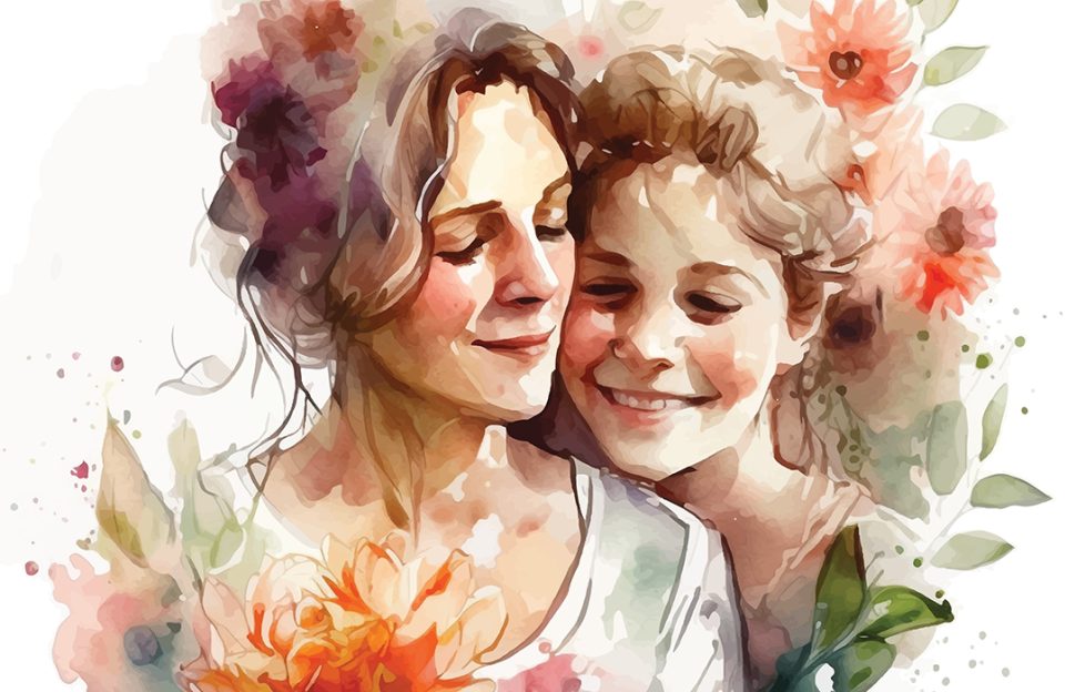 Illustration of mother and daughter for the uplifting short story mother of the bride