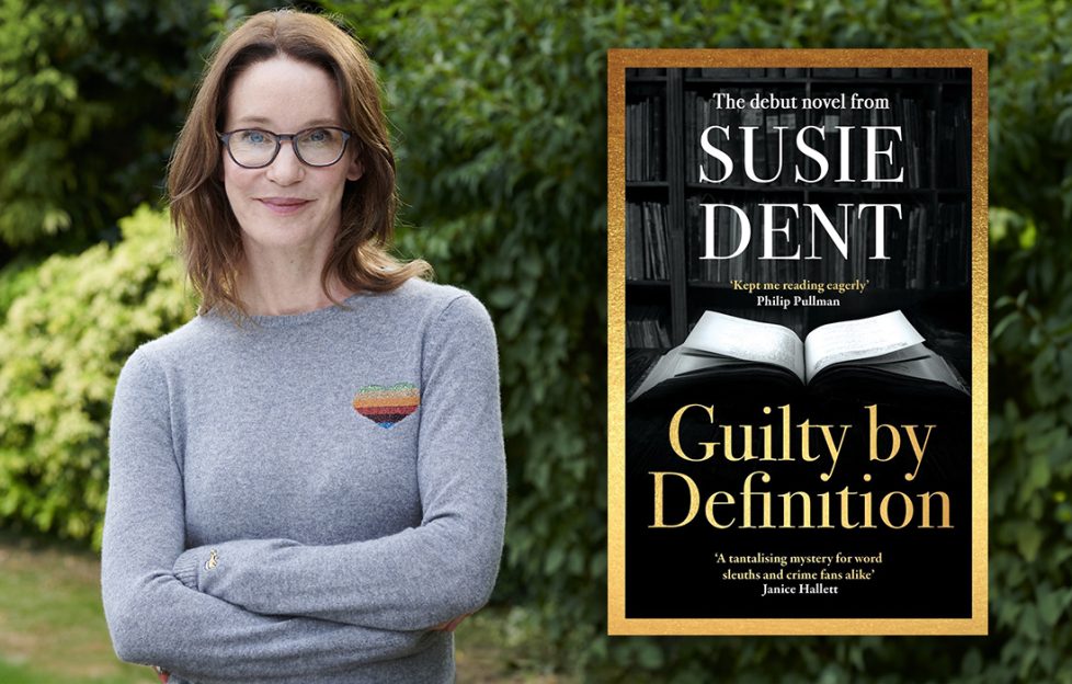 Susie Dent with her debut crime novel, Guilty By Definition