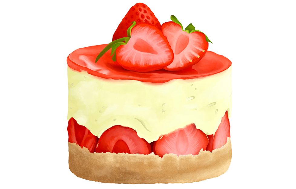 Illustration of a cheesecake for the uplifting short story True Love Waits