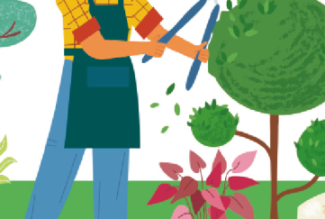 Illustration of a gardener for the uplifting short story Golden Days