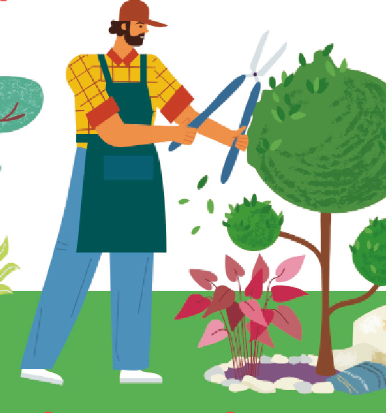 Illustration of a gardener for the uplifting short story Golden Days