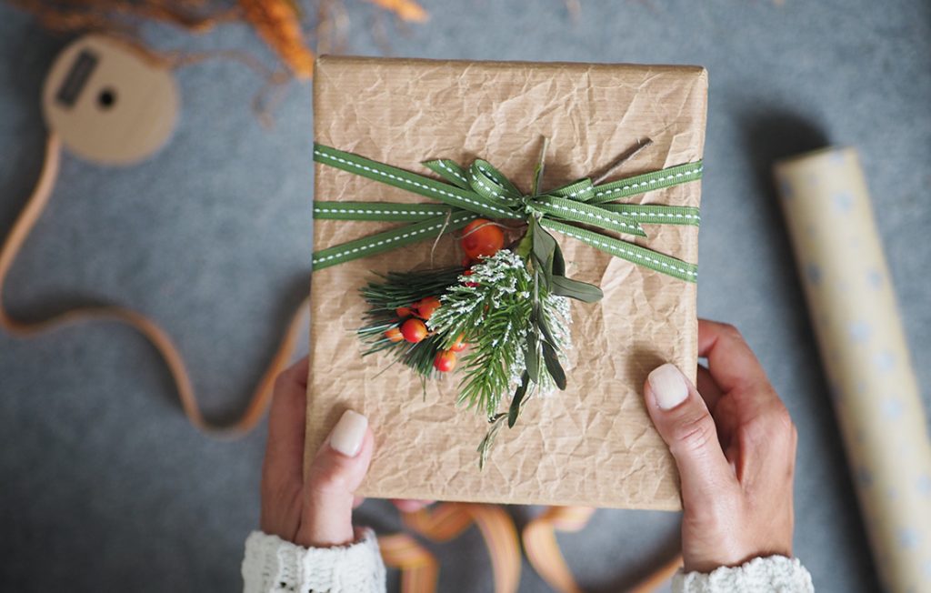 A parcel wrapped in eco-friendly brown paper