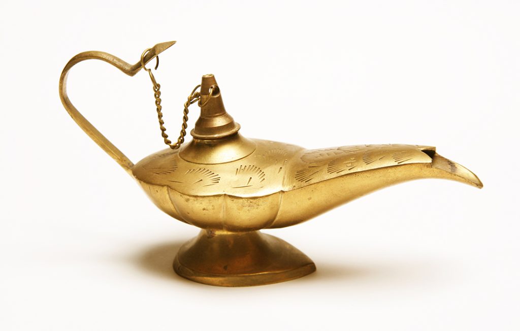 A gold lamp