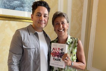 Linda with author Chris Whitaker and his book All the Colours Of The Dark, one of her best books of 2024