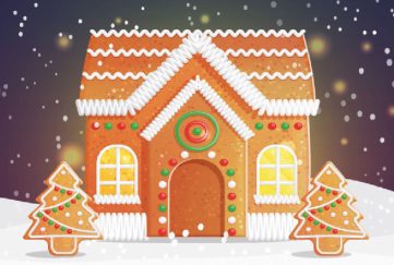 A gingerbread house illustration