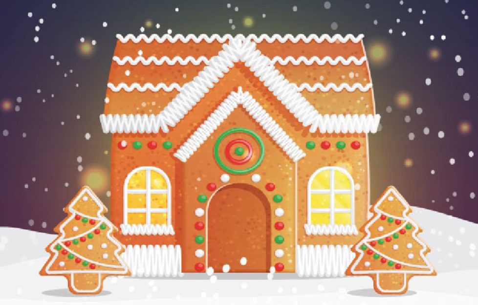 A gingerbread house illustration