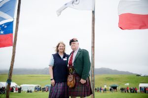Dianne and Rodney Allen, pictured, have been coming to Arisaig Games and Clanranald Gathering for many years. F31 Dianne Allen and husband Rodney who opened the games for 2017 1JP