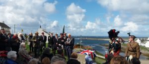 The unveiling of the memorial stone in Portnahaven.