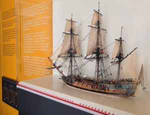 The intricate model of Du Teillay at NTS Glenfinnan Monument visitor centre. NO F29 ship 02