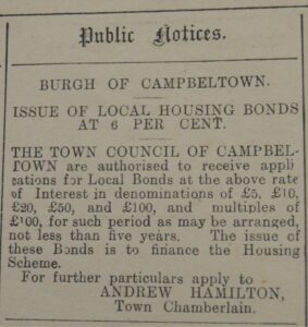 The town council was issuing local housing bonds at six per cent in 1921.