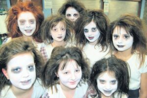 In 2011: James McCorkindale School of Dance took over the hall at Campbeltown Grammar School to stage a Celtic Odyssey, a tribute to Scottish and Irish dance. Some of the younger dancers were transformed into wraiths to perform Ghosts of Macdonald, based on the Glencoe Massacre. From left: Amy Lang, Iona McKinlay, Hannah Brown, Linzi Cameron, Eilidh Anderson, Emily McLean, Shannon Charlwood and Lisa McKellar.